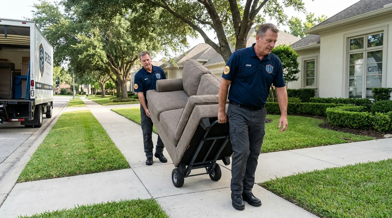 Local residential moving crew loading furniture in Palisades Park, NJ